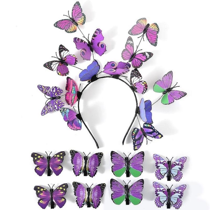 Elegant 3D Butterfly Headband Spring Headdress Stage Decors DanceParty Hairhoop 1