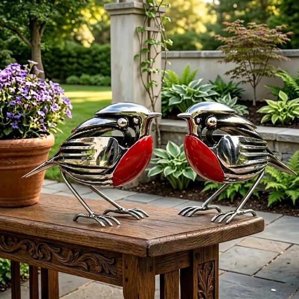 Statua di Uccello in Rottame Ecologica Statuetta Artistica di Uccello Rosso Rustico Decorazione da Giardino