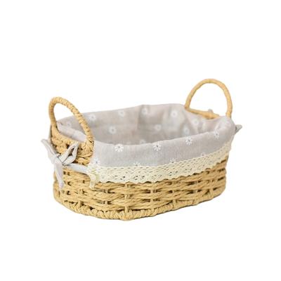 Woven Storage Basket Desk Organiser Box Decorative Woven Storage Bin For Cosmetics Jewelry Bedroom Dresser Countertop