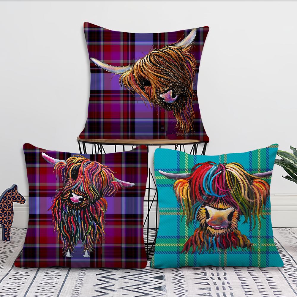 Funny Highland Cow cushion cover Pillow Cover Decoration Room Home Sofa living Office Car Nordic Simplicity