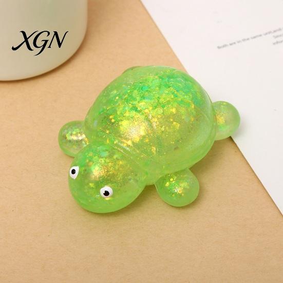 Adult Fidget Toy Squeeze Soft Rubber Stress Relief Slow Relaxation Hand Rebound Glitter Powder Turtle Shape Decompression