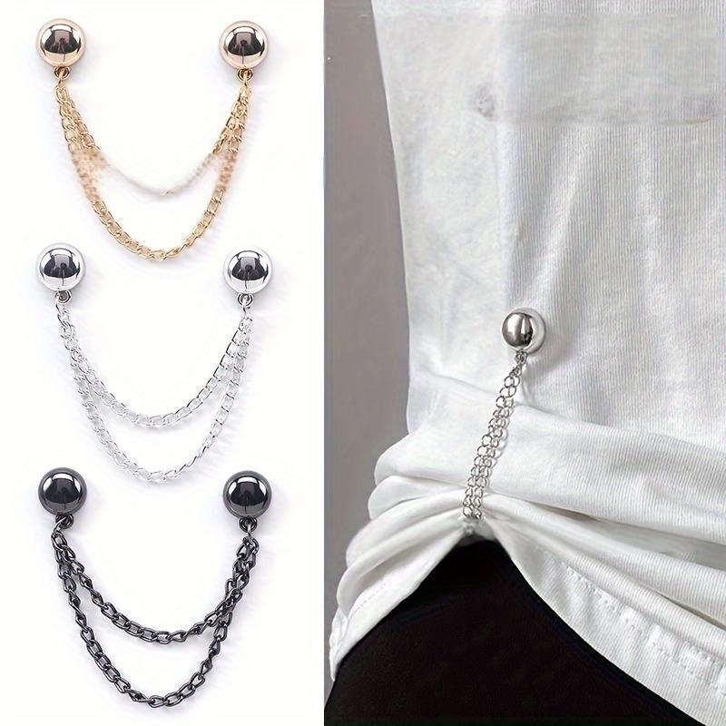 No-Sew Magnetic Alloy Hem Adjuster & Waist Cinch Chain - Pant Leg Clip, Clothing Shortener Tool with Decorative Buckle