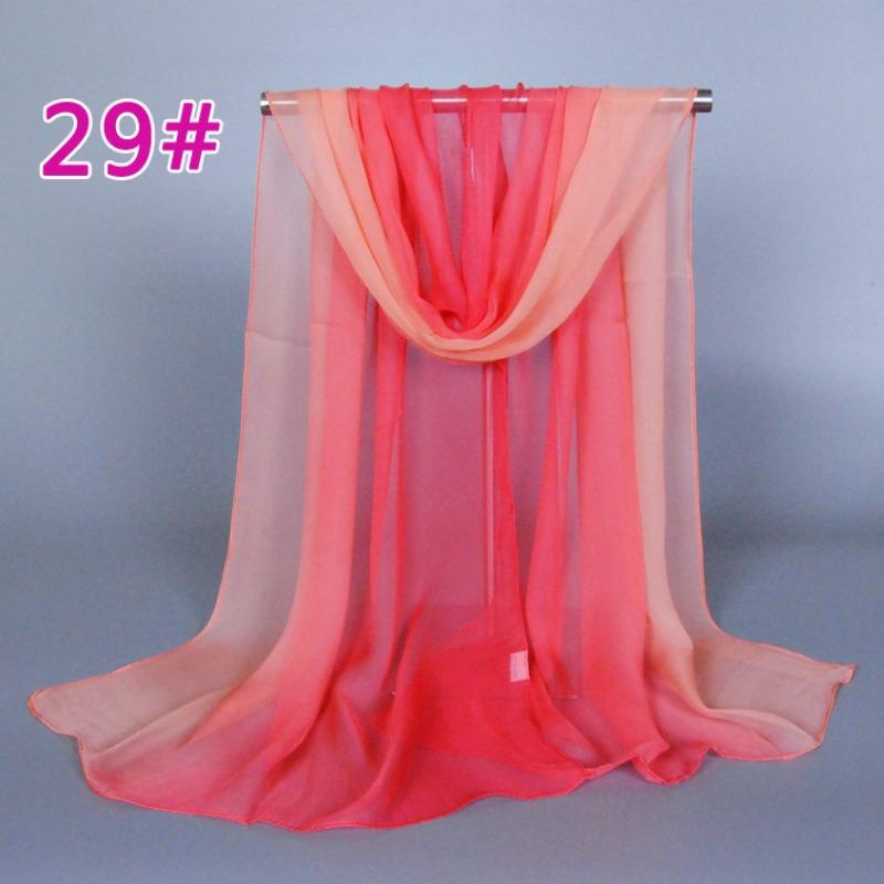 Supply imitation silk georgette silk scarf, popular bright and gradual change of color accessories scarf