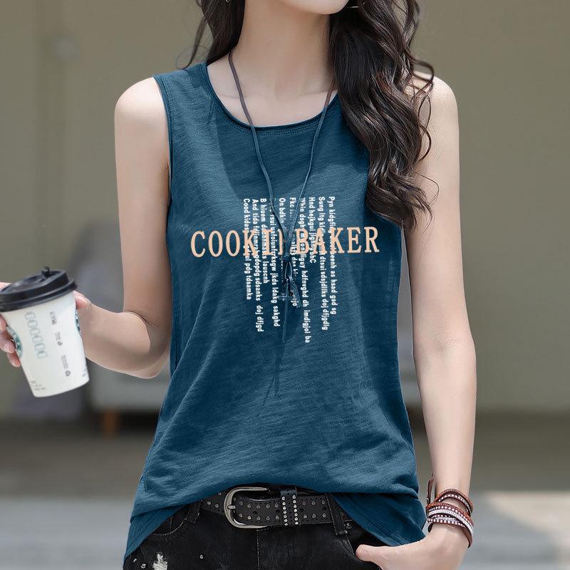 

Хлопковый топ-майка без рукавов в корейском стиле большого размера для женщин XL джинсовый синий