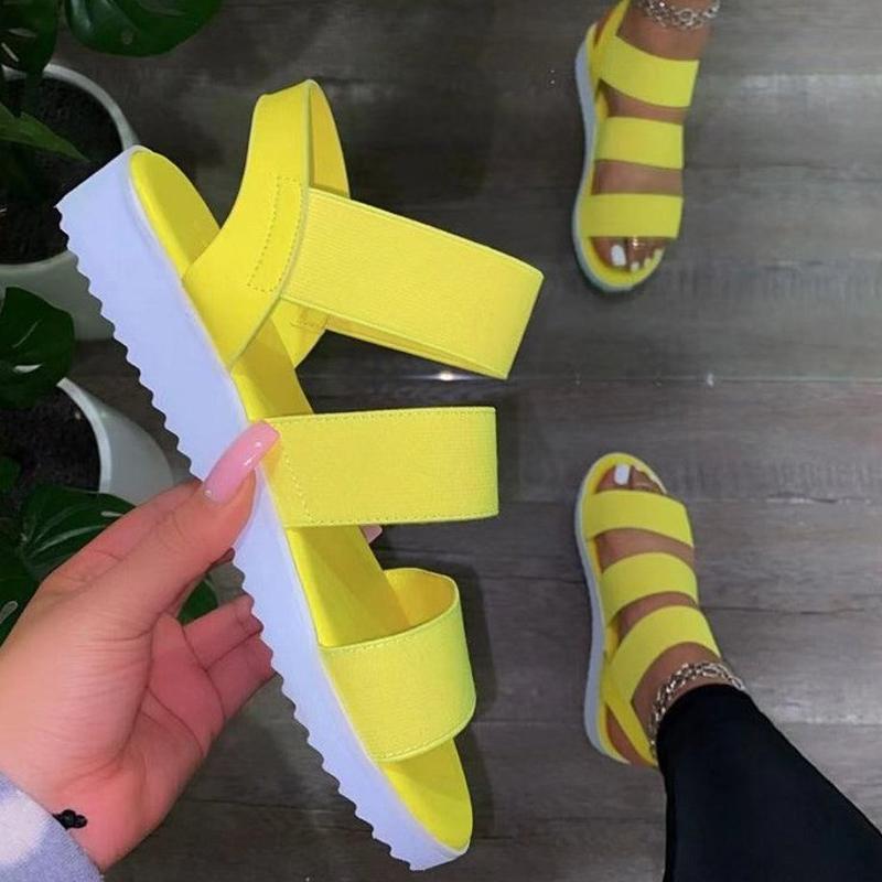 Summer Women Shoes Fashion Hollow Platform Sandals Comfortable Casual Lady Sandals Beach Fish Mouth Flat Sandalies Mujer WSH4612