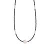 S925 silver Korean version niche design freshwater pearl fashionable INS wind necklace black pointed crystal simple retro collarbone chain