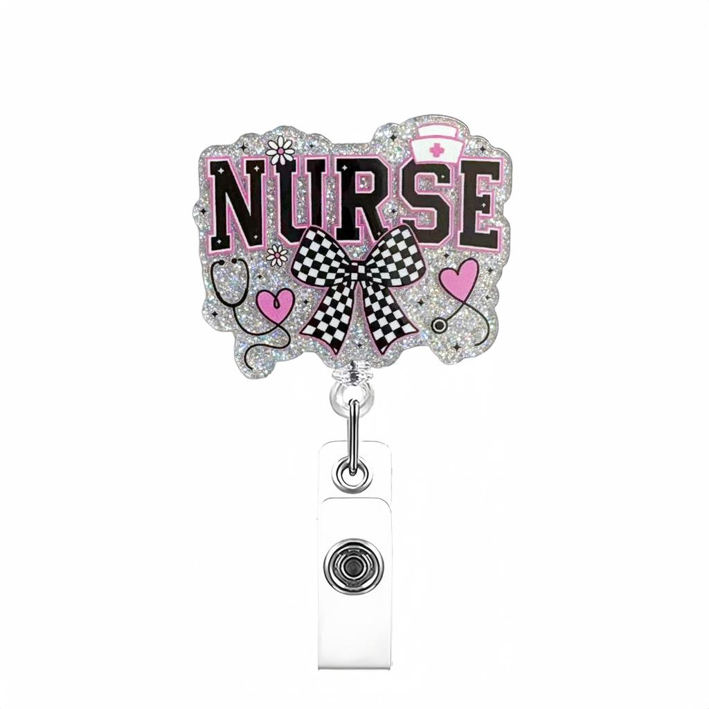 Acrylic Card Holder Lanyard Nurse Doctor Telescopic Badge Reel Chest Clip Creative Nurse Work Card Buckle Office Supplies