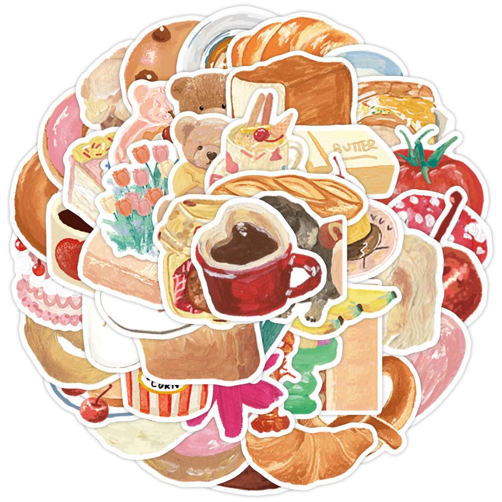 50 Oil Painting Stick Style Series Graffiti Stickers Creative Stationery Stickers Mobile Phone Computer Waterproof Decorative Stickers
