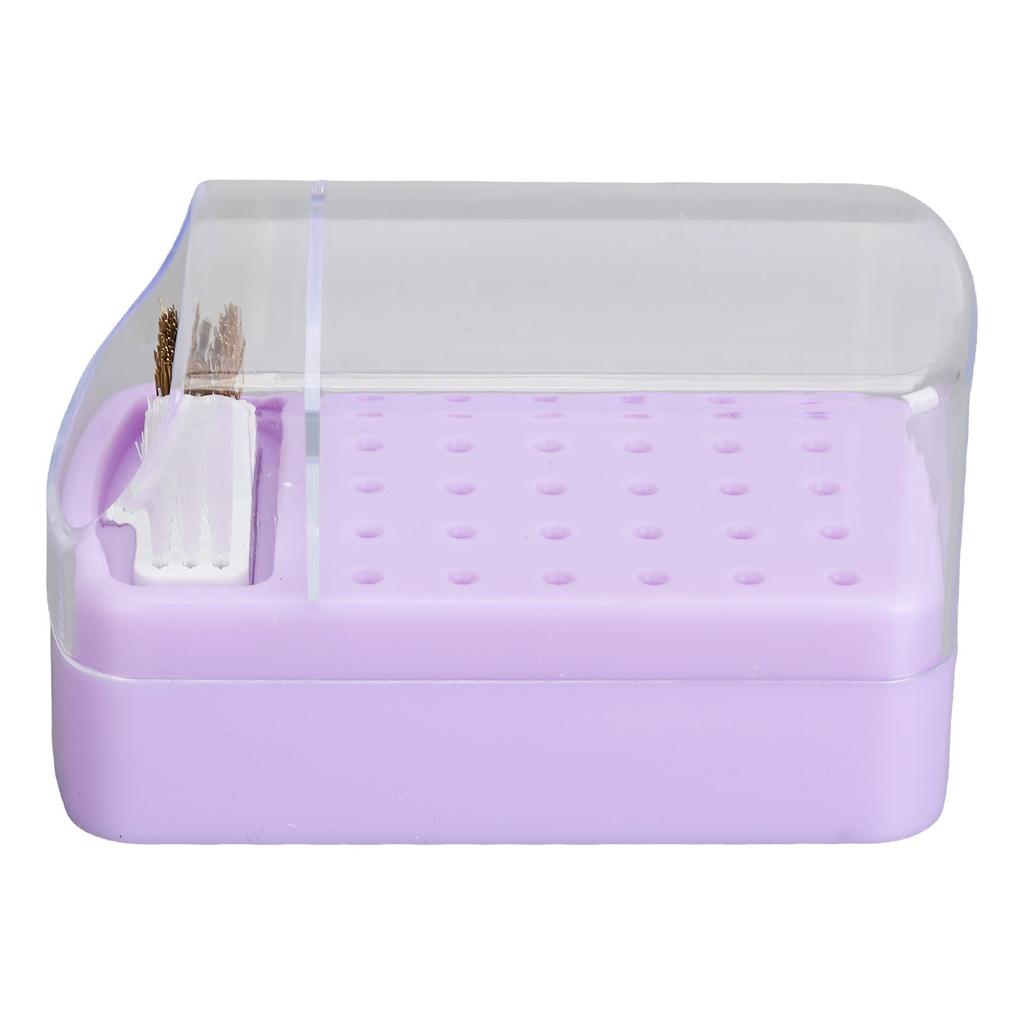 Suport pentru freze de unghii cu 30 de găuri cu perie de curățare, cutie container de depozitare rezistentă la praf pentru