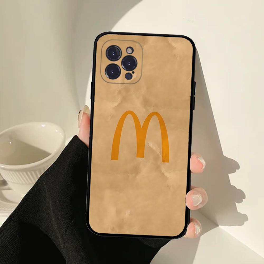 M Famous LOGO M-McDonaldes Phone Case For IPhone 17 16 15 14 13 12 11 Pro Max Plus Mini Soft Black Cover