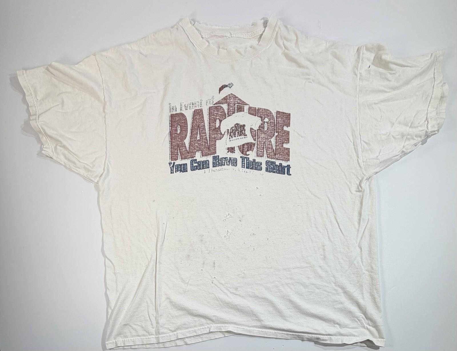 Vintage I’d Rather Be Rapture’d Christian Graphic T Shirt White Unisex T-Shirt M