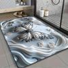Rainbow Butterfly Bathroom Mat with Wavy Pattern Bathroom Entrance Decorative Absorbent Quick-Drying Floor Mat