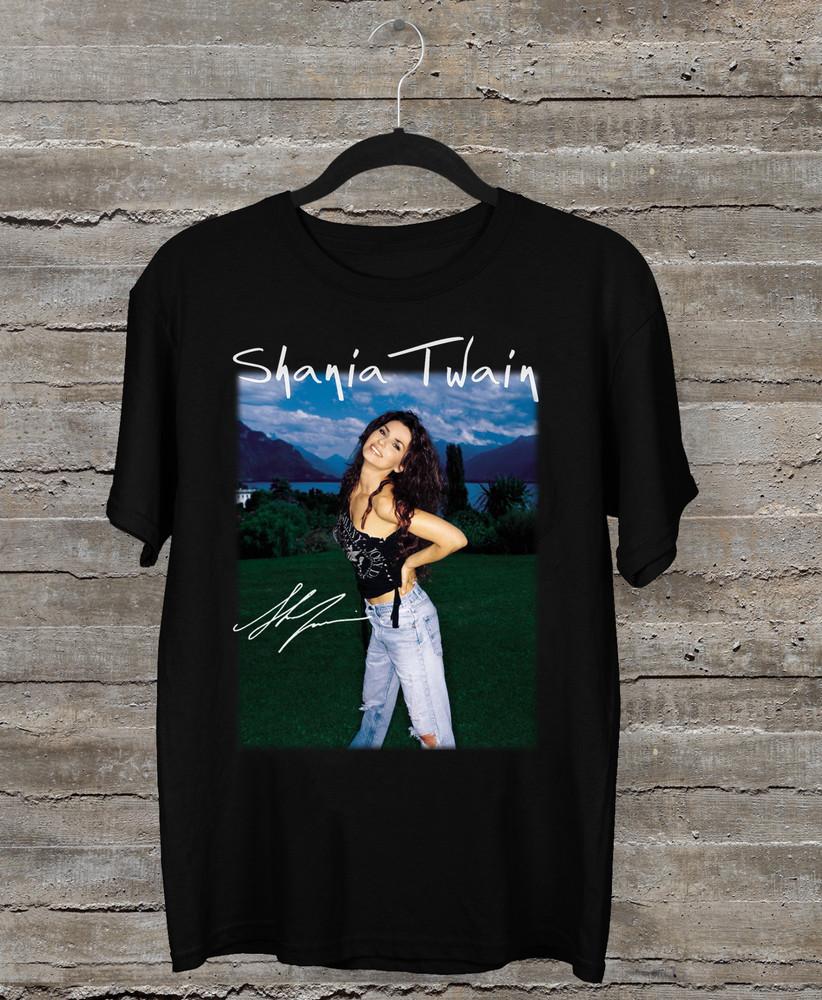 NEW Rare Shania Twain Signature Short Sleeve Black All Size Shirt Unisex T-Shirt S