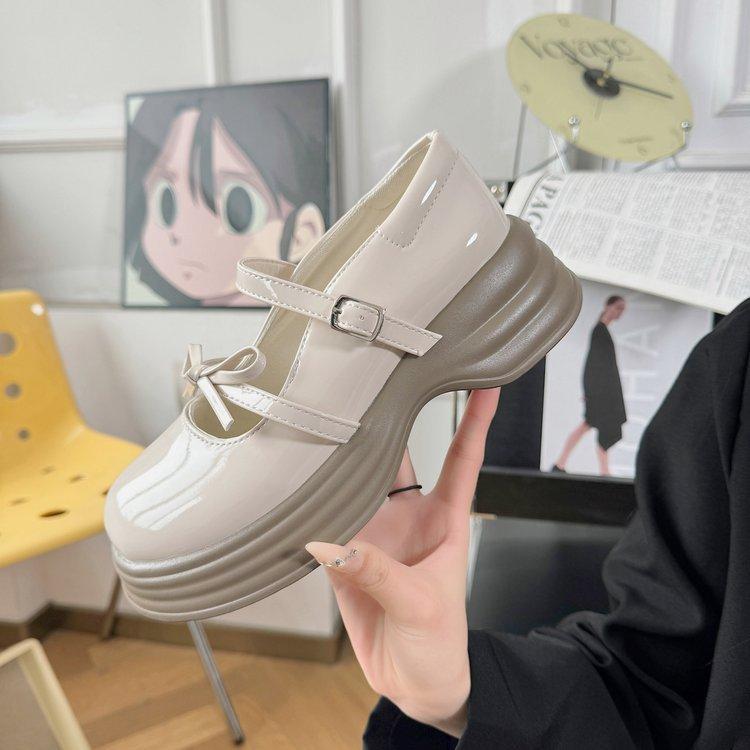 

[Youshilai] 2025 spring and summer new college style platform small leather shoes versatile bow Mary Jane shoes 40