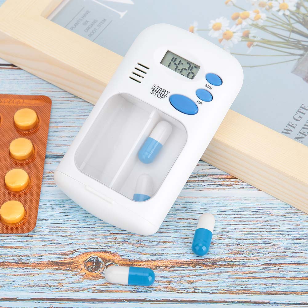 Mini Portable Medicine Tablet Pills Candy Storage Box Organizer Case with RemiderMedicine Reminder