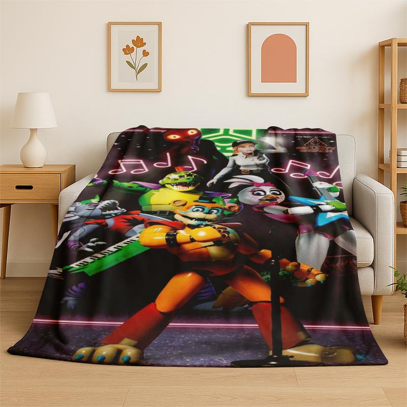 Classic F-FNAF Horror Game Freddy Flannel Blanket Soft Warm Throw Blanket for Bedroom Living Room Bed Travel Camping Picnic
