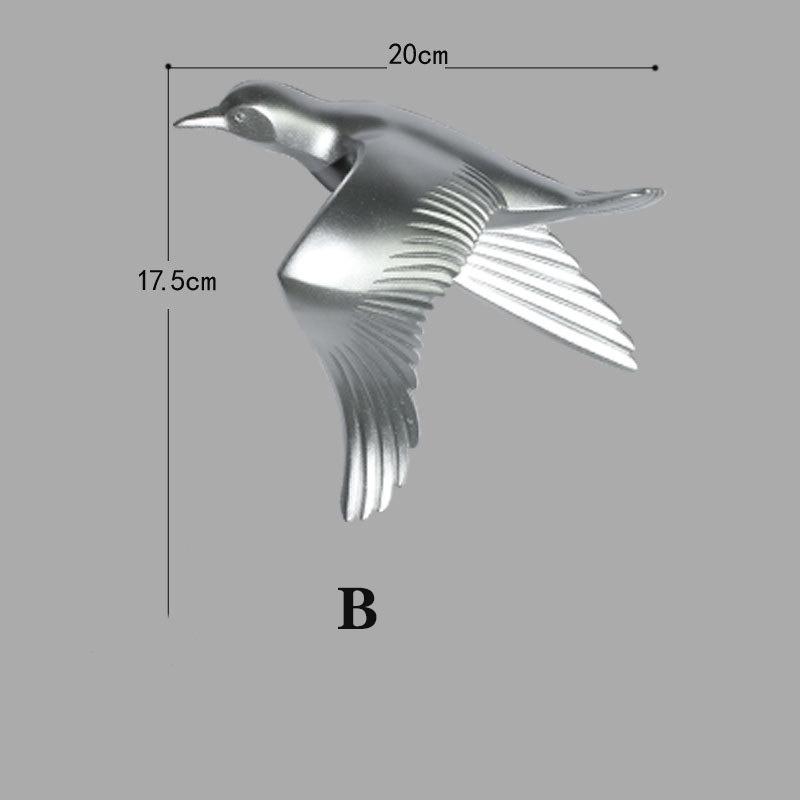 3D resin bird wall decorations three-dimensional wall stickers white gold bird statue living room TV sofa background wall art
