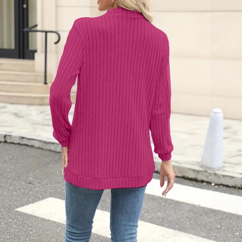 Solid Color Long-sleeved Versatile Women's Cardigan Jacket Casual Top