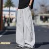 Spring and Summer New European Scimitar Loose Navy Blue Splicing Wide-leg Casual Pants Men's Very Light Pants