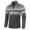 Men's Korean Style Slim-Fit Jacquard Knit Cardigan with Stand Collar
