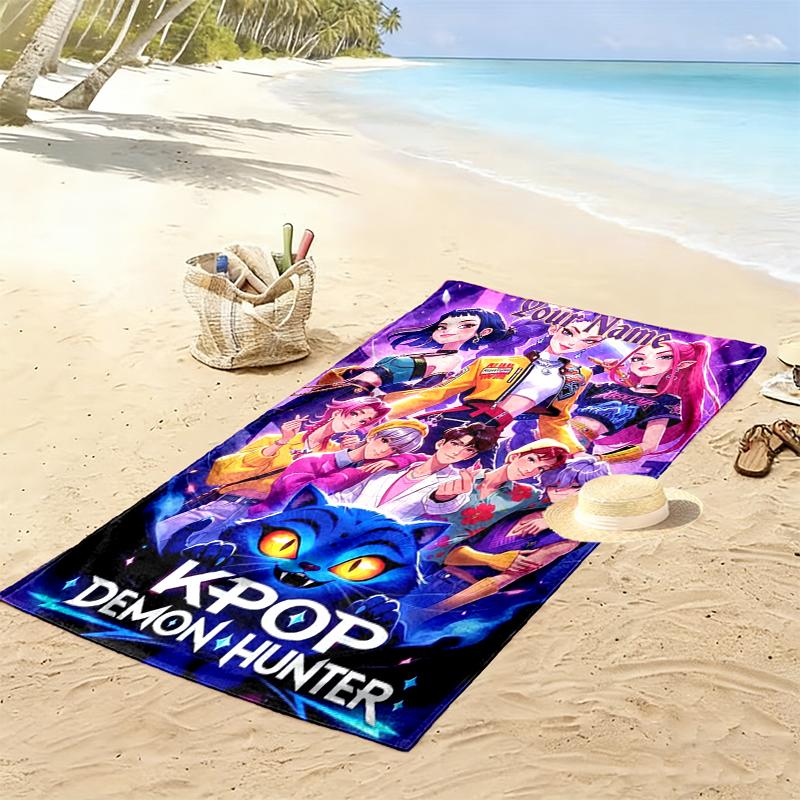 Custom NameK-Pop Heroes Beach Towel Soft Microfiber Summer Towel Quick Dry Absorbent Towel for Beach Swimming Pool Travel