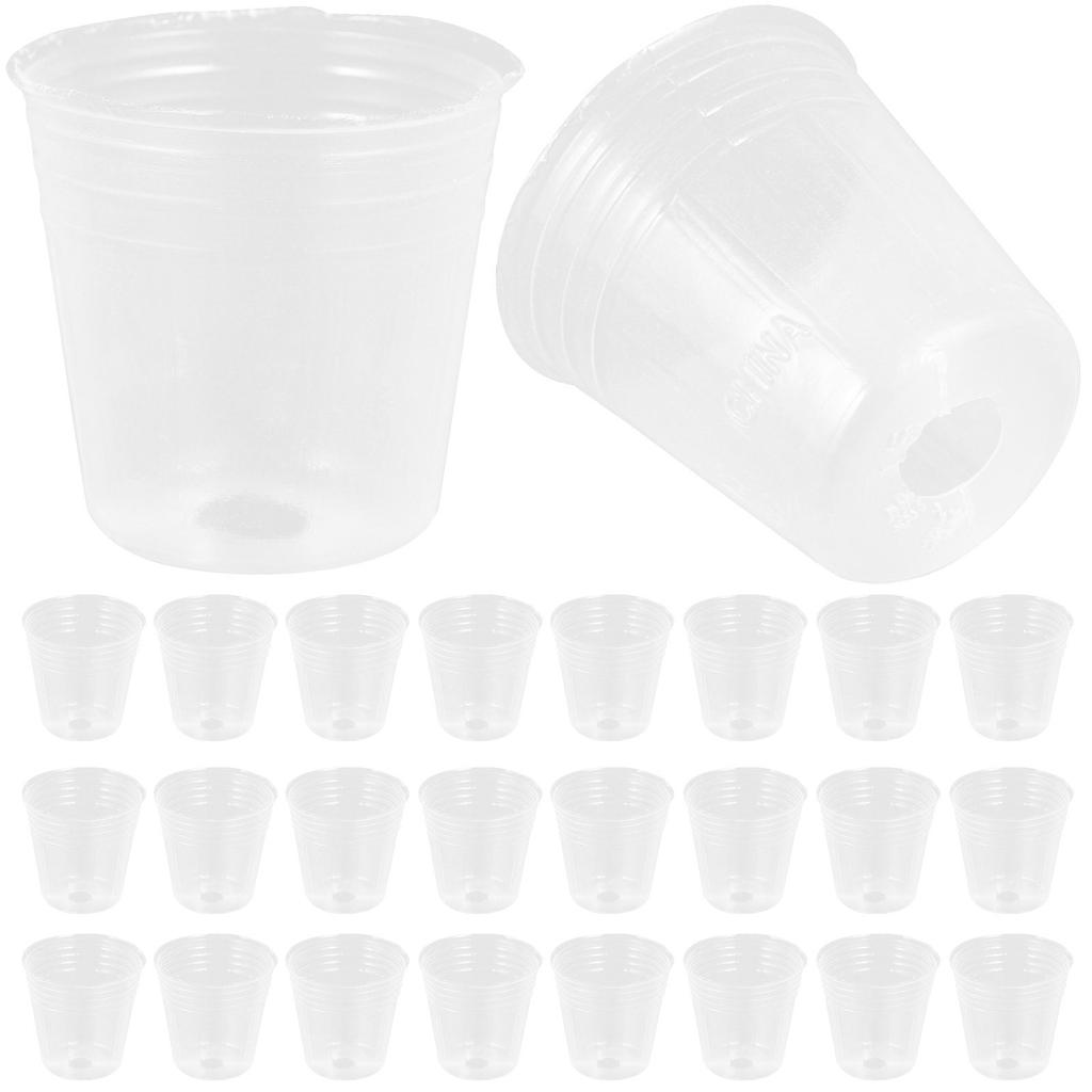 50Pcs Clear Plant Nursery Pots Plastic Seedling Containers Small Pots with Drainage Holes for Succulents Landscape Plants