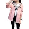 Spring and Autumn Double Face Windbreaker Women's Hooded Loose Short Coat Women's College Style