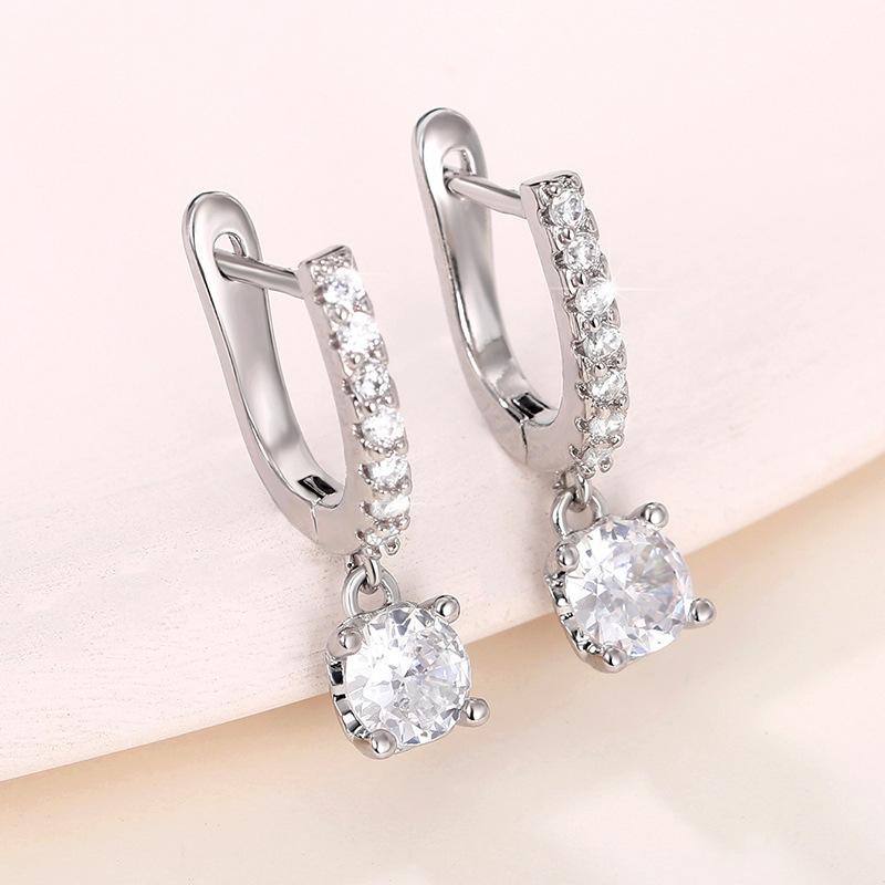 Youthful Temperament Minimalist Design Single Zircon Ear Buckle Zircon Accessory Fresh Cute Korean Style
