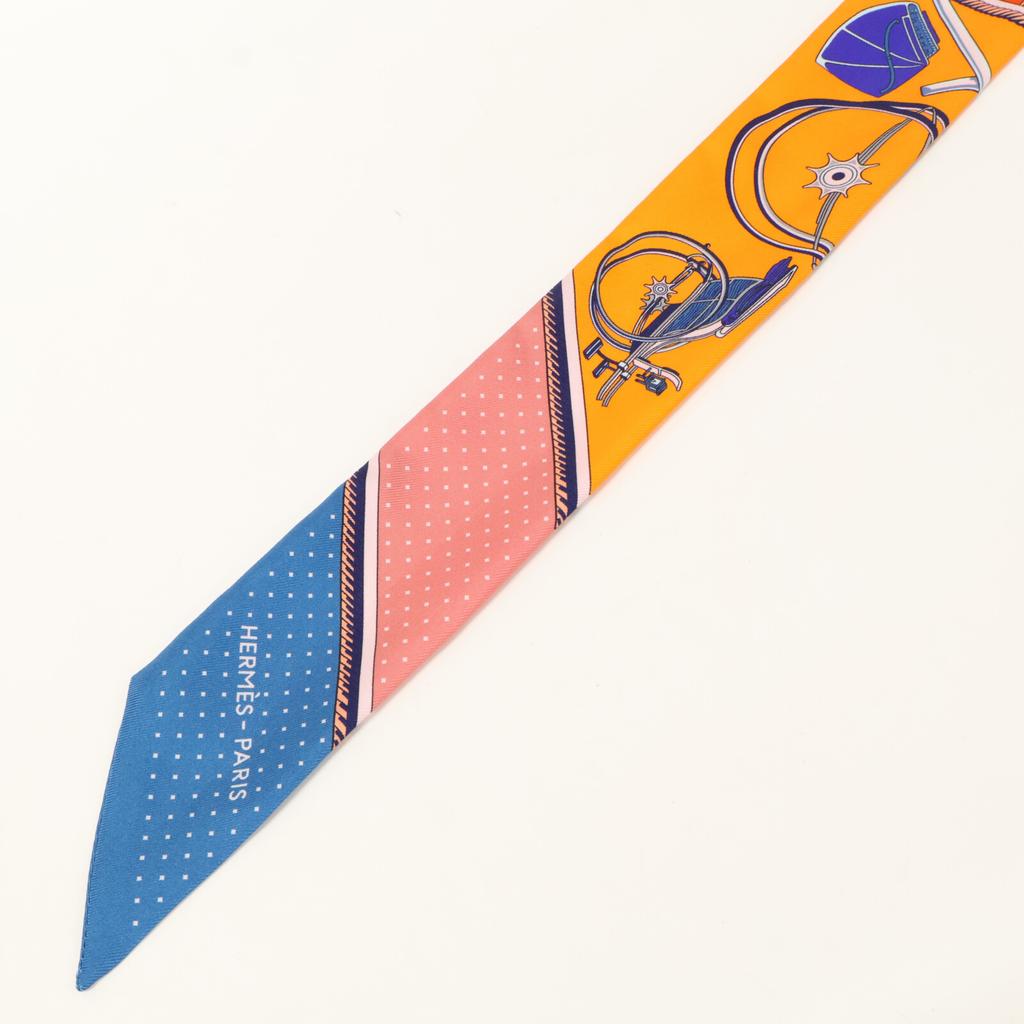 HERMES H063156S Les Voitures a Transformation Folding Canopy Horse-Drawn Carriage Silk Twilly scarf Orange seriesUsed