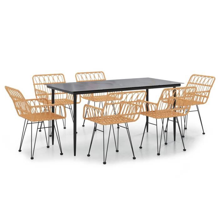 VidaXL 7-piece Garden Dining Set Woven Resin, Patio Set, Garden Bistro Set, Dining Set 3157849