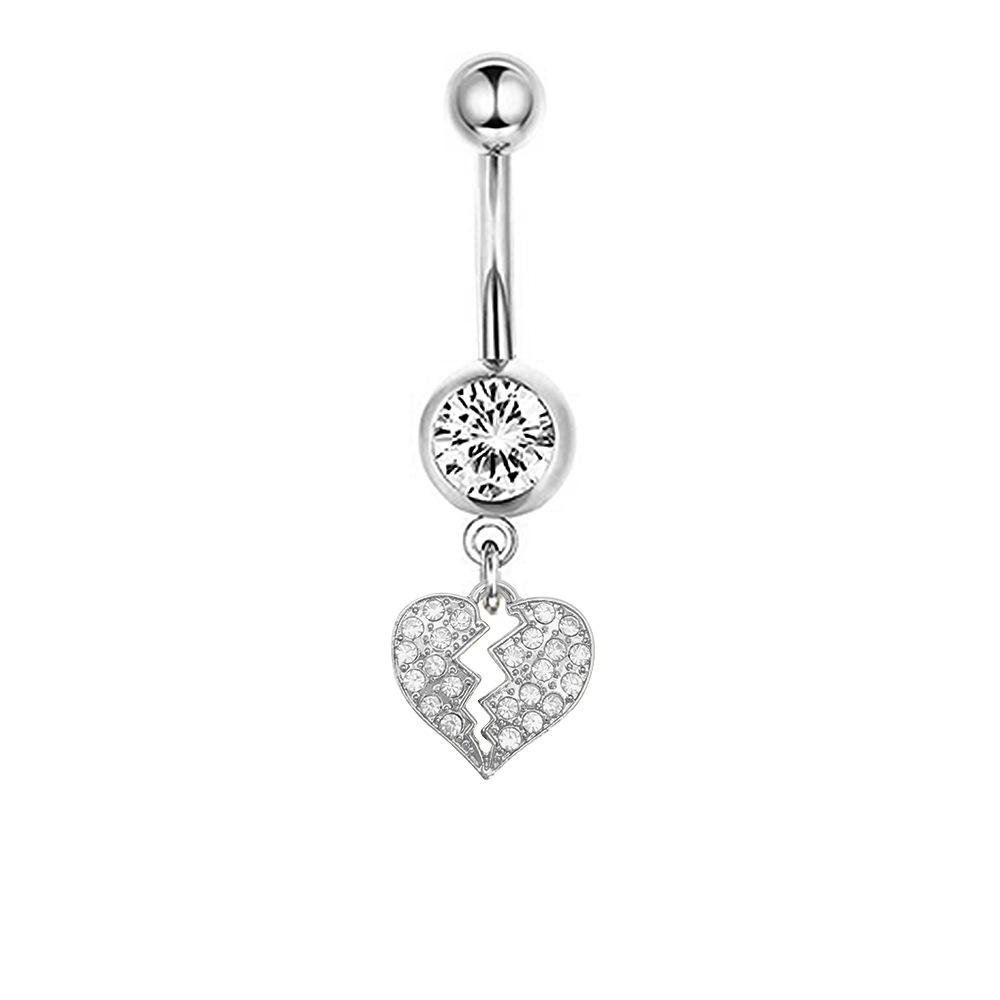 1Pcs Stainless Steel Long Navel Nail Butterfly Heart Five-pointed Star Pendant Navel Ring Piercing Jewelry