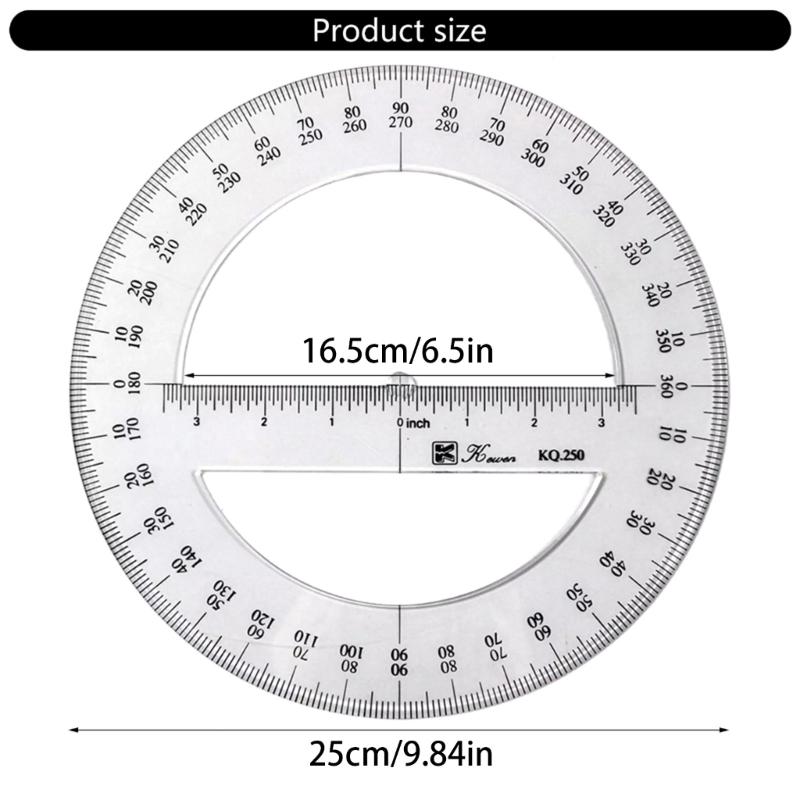 25cm Strumento di Misura Matematico in Plastica Squadretta Circolare Squadretta Matematica Squadretta Rotonda Righello