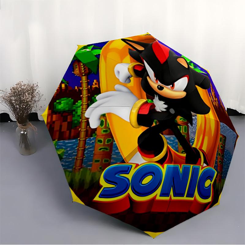1pc Sonic The Hedgehog Automatic Folding Umbrella - 8-Rib Durable Iron Frame, Compact Portable for Daily Travel, Men & Women yy251125216