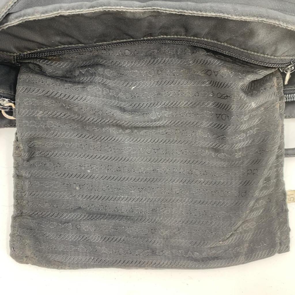 PRADA Tessuto Nylon Handbag Tote Bag Semi One Shoulder Arm Black Triangle Logo Plate Women's White Tag