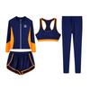 Costum de surf pentru femei, din patru piese, modelator, cu protecție solară - Set costum de baie cu mânecă lungă pentru vacanța la plajă, pe stoc
