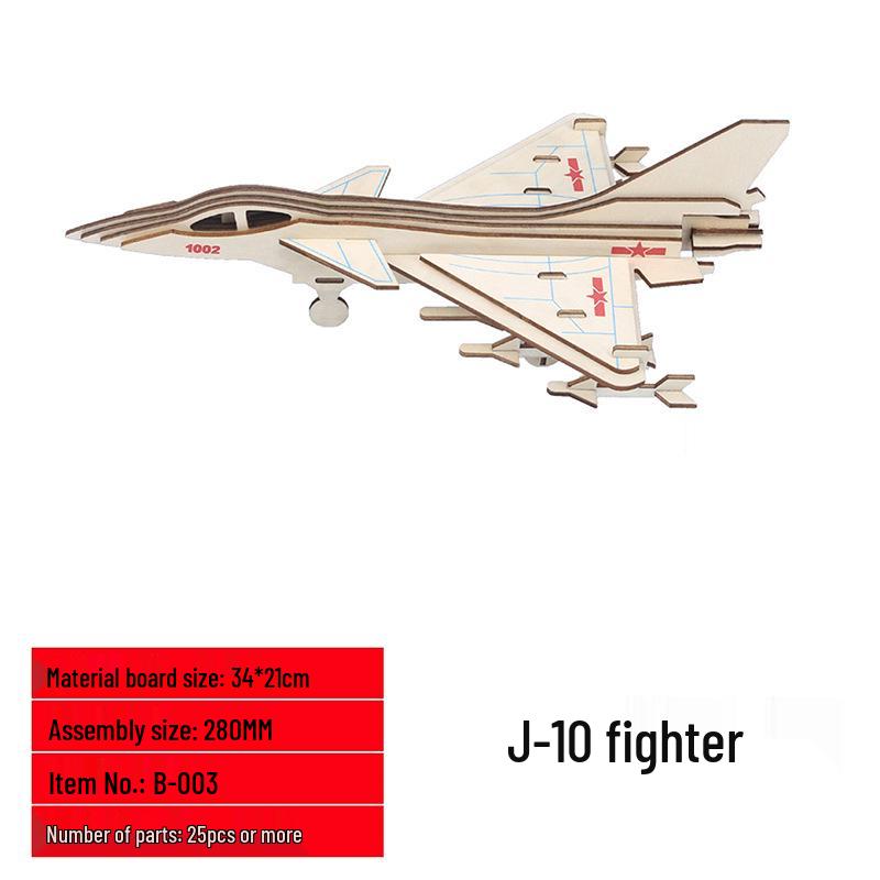 3D Wooden Puzzle Fighter Jet: Handmade Educational Toy for Kids