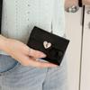 Korean Women's Leather Wallet Short Student Purse Fashion Crack Heart Wallet  Card Holder