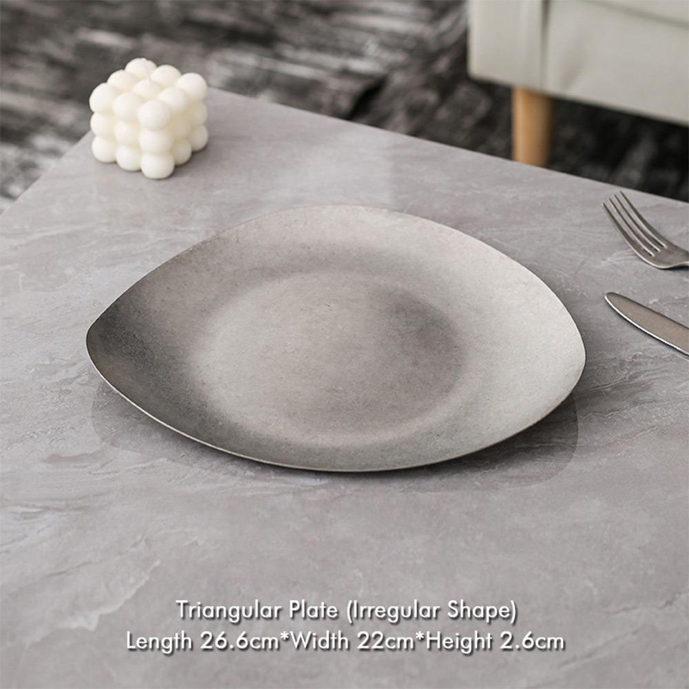 Plato de Cena Multifuncional de Metal Vintage Vajilla Irregular para Huesos Platos Retro para Comida Uso para Cenar