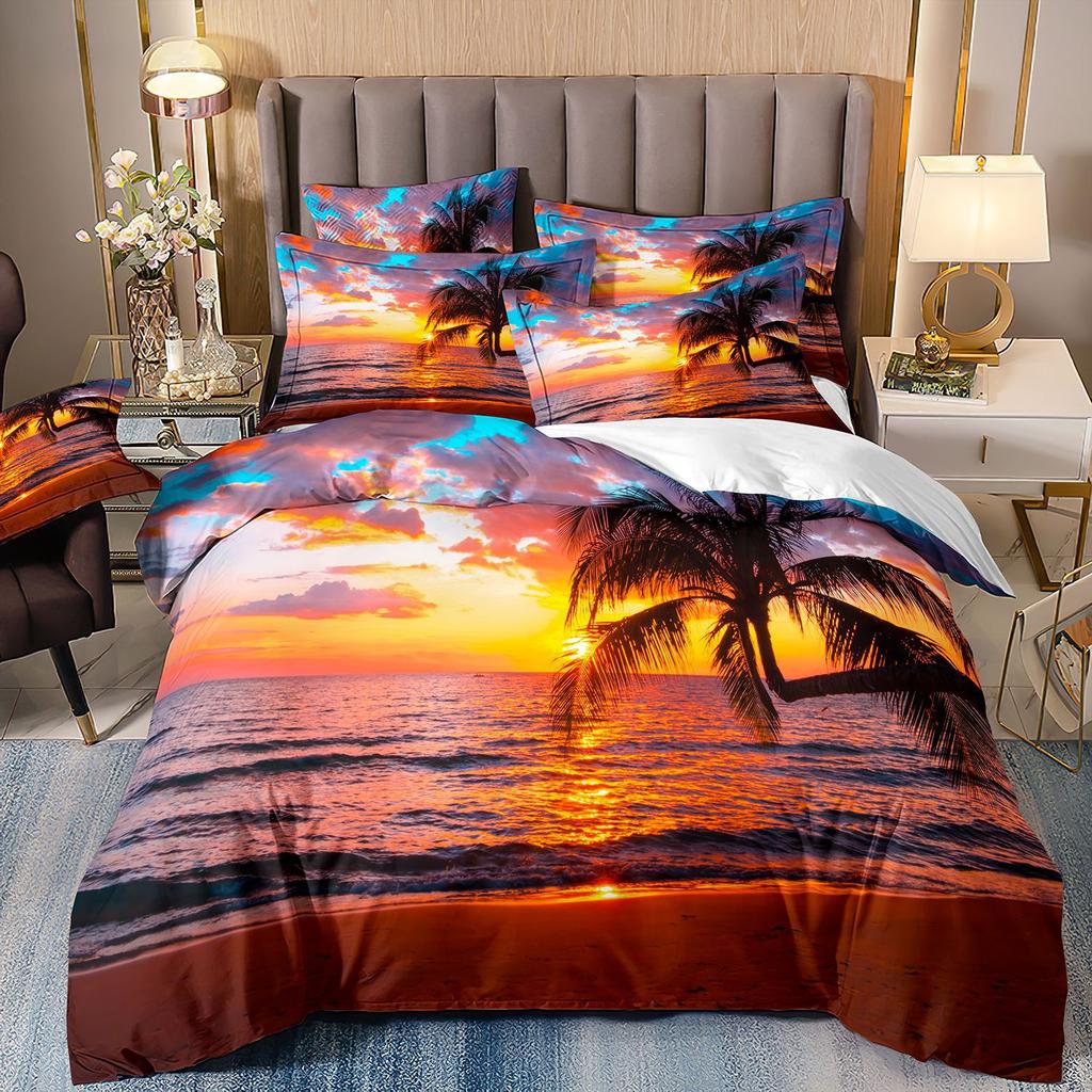 Three-Piece Beautiful Landscape 3D Bedding Stream Waterfall Printing Quilt Cover Home Textile Batch