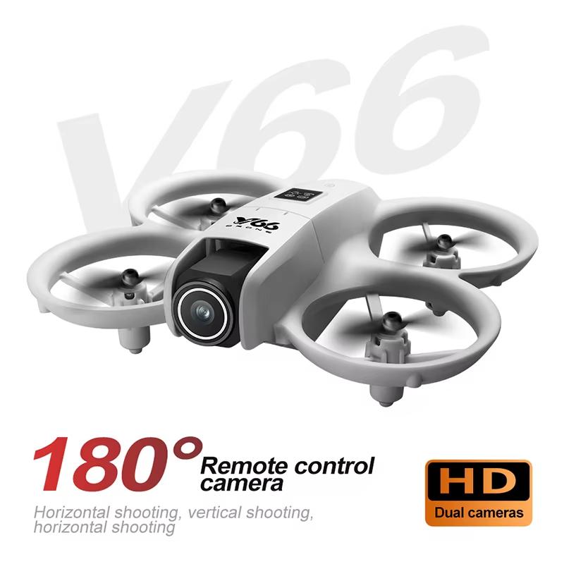 V66 Drone Hava Fotoğrafçılığı RC Uçak HD Çift Kamera Akıllı Engelden Kaçınma Sabit Yükseklik Uçağı Katlanabilir Dört Rotorlu Çocuk Oyuncakları