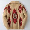 Men's Autumn/Winter Retro Jacquard Knit Cardigan, Long Sleeve, Style SY0056