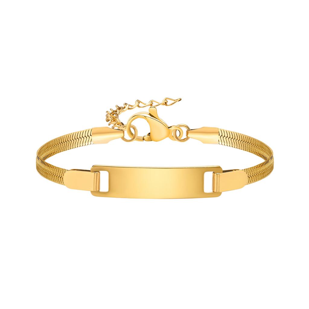 Vnox Personalized Mom Daughter Baby Bracelets, Gold Color Stainless Steel Mesh Band Wristband, Baptism Gift
