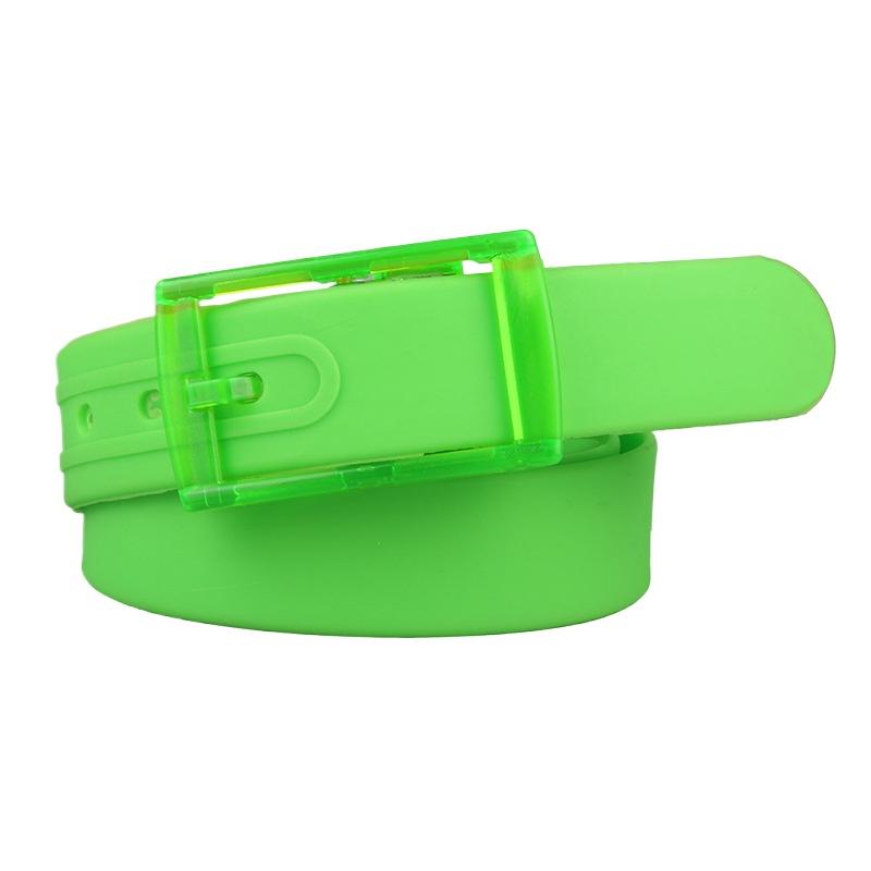 Plain Candy Colors Silicone Rubber Leather Wavy Shape Belt Plastic Buckle Cute Without Metal Belts for Men and Women Waistband