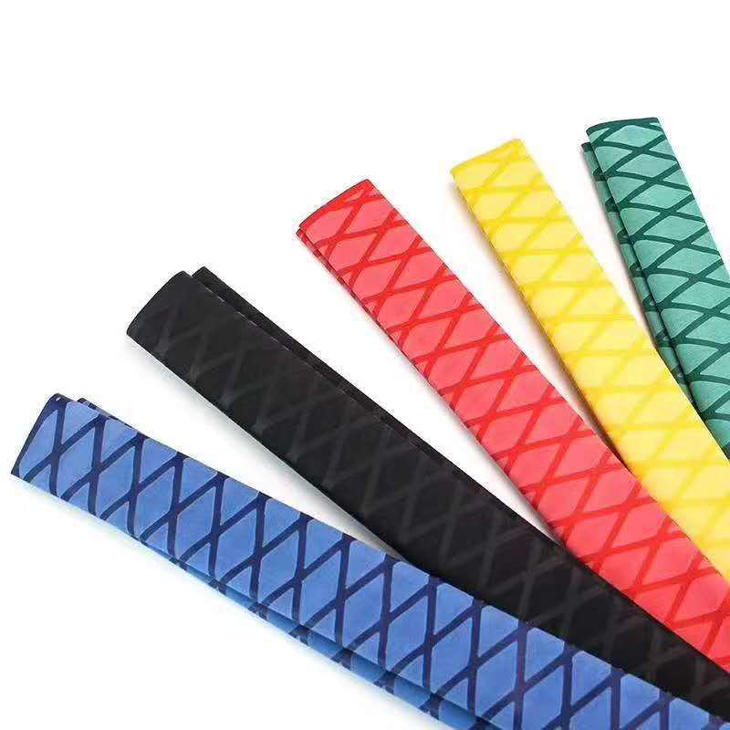 Non-Slip Cross-Pattern Heat Shrink Tube for Fishing Rods & Badminton Grips - Available in Red, Blue, Green, Black.