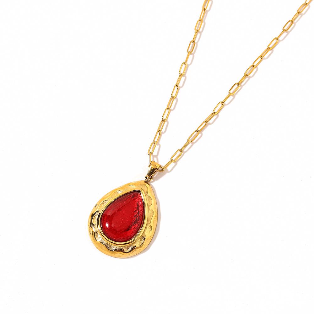 18k Gold-Plated Adjustable Stainless Steel Bohemian Necklace with Gemstone