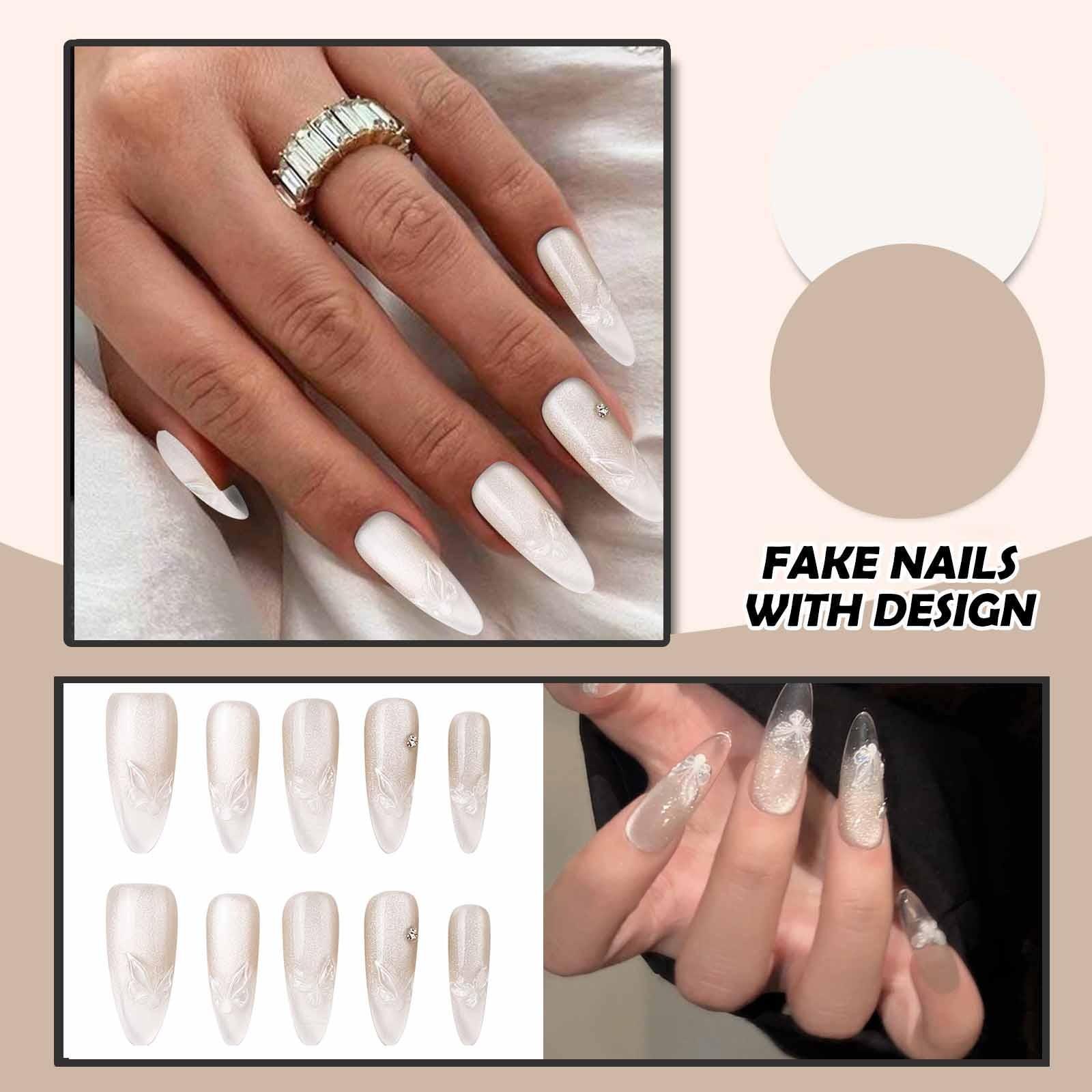 

Женские накладные ногти среднего размера с рисунком телесного цвета на акриловых ногтях глянцевые накладные ногти с полным покрытием L