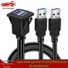 Waterproof Dual-Port USB3.0/2.0 Square Buckle for Car/Yacht/Motorcycle Dashboard