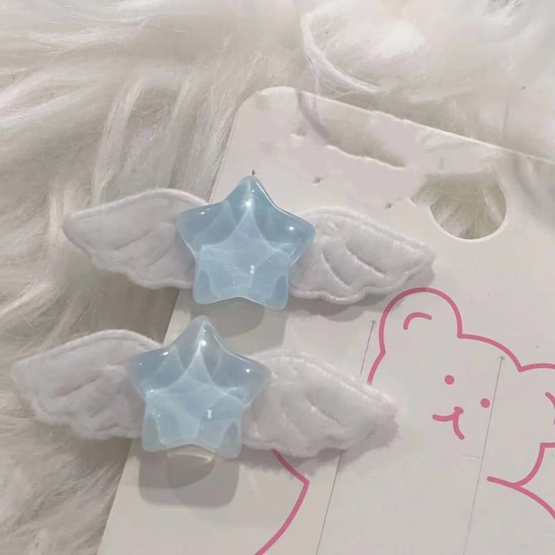 2pcs Lovely Pill Star Wings Hair Clip Hairpins Fashion Hair Barrettes Sweet Headpiece Hair Accessories for Women Girls