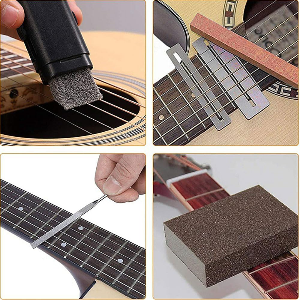 Guitar Maintenance Kit with Repair Guitar Cleaning Guitar and Bass Maintenance Includes Measuring Hex Bridge and Storage Bag 79-Piece Tools, Kit, Kit,