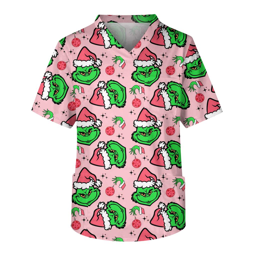 Men's Casual Short-Sleeved V-Neck Printed Front Pocket Top